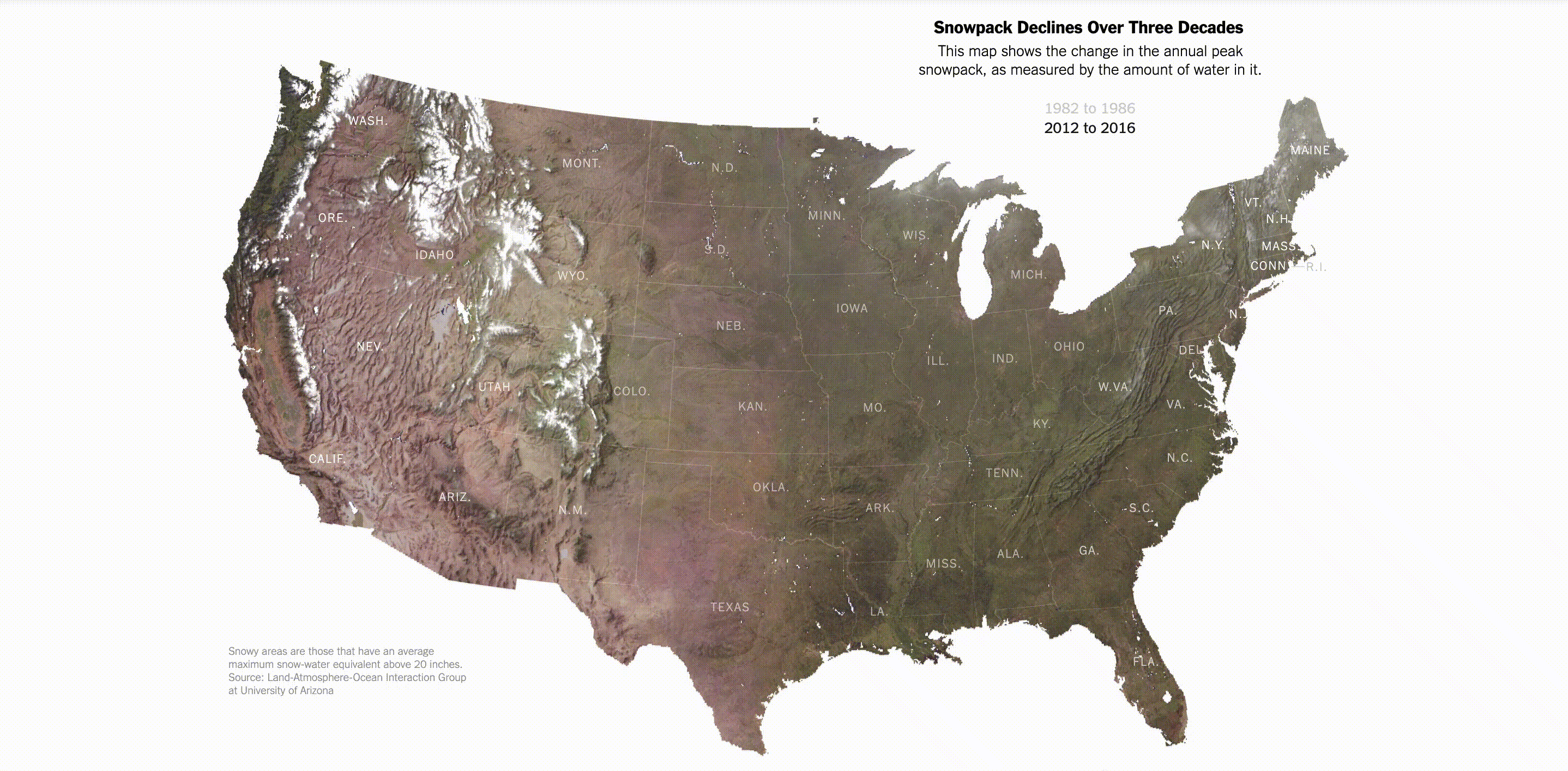 Snowpack declines over three decades